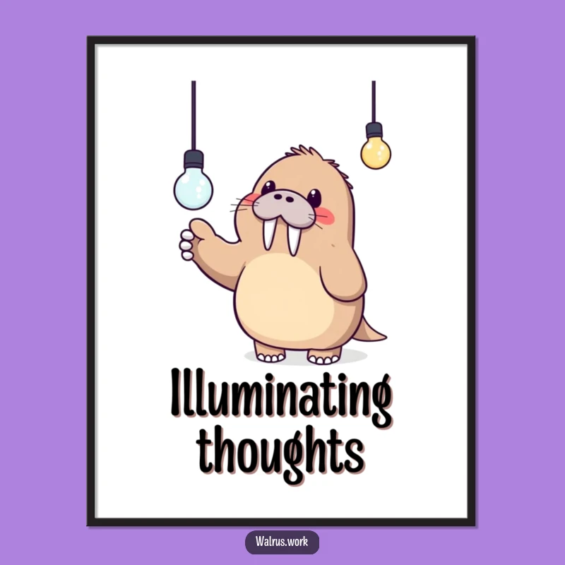 Funny Kawaii Walrus Lightbulb Poster - Hilarious Art for Your Inspiration!