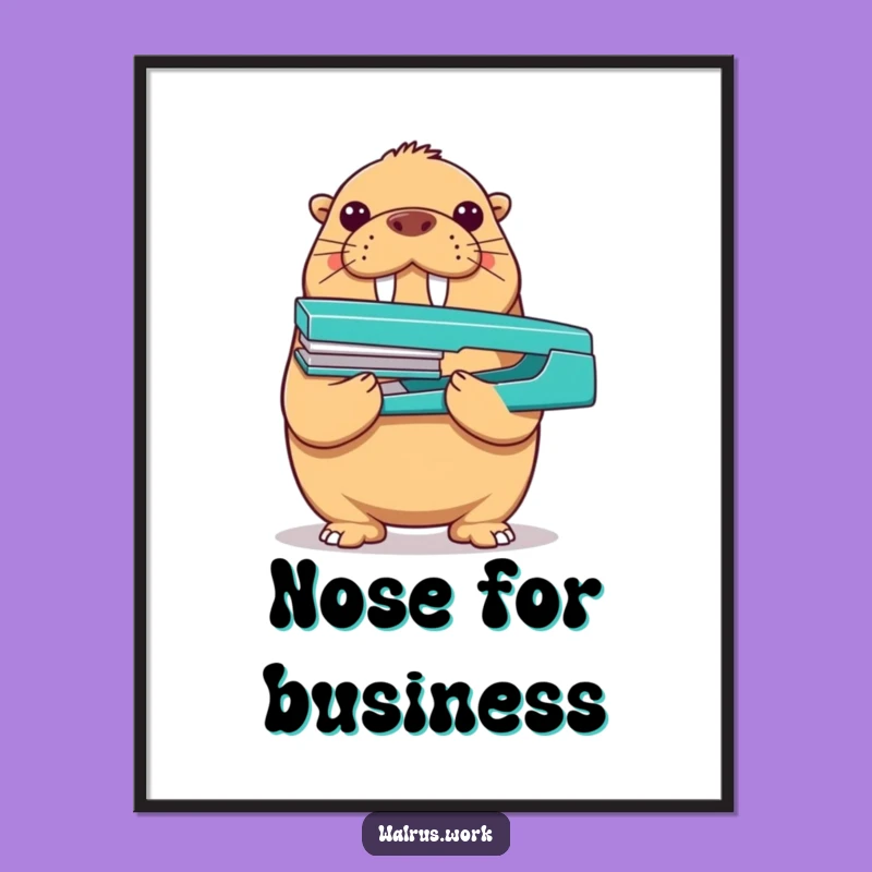 Funny Walrus Stapler Poster: Hilarious Wall Art for the Proud Achiever