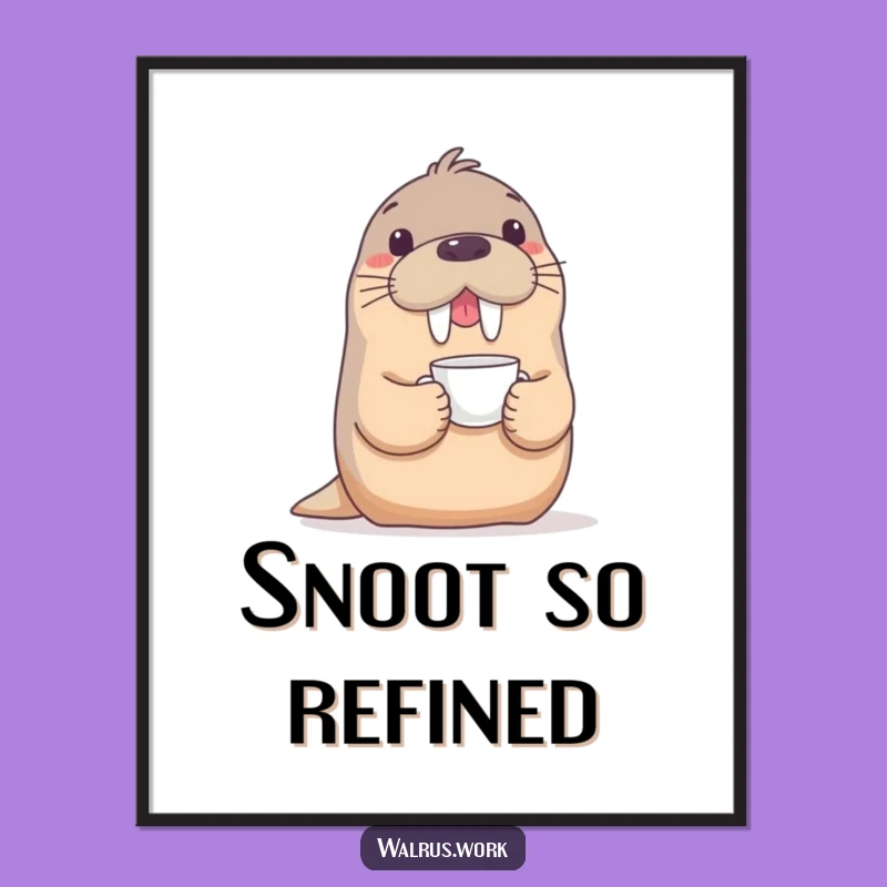 Funny Walrus Poster: Hilarious Tea Party Decor for Your Walls!