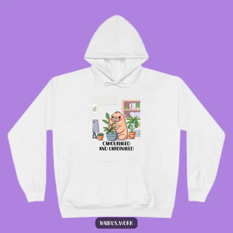 Funny Office Walrus Hoodie - Cozy Hideaway for Work Stress