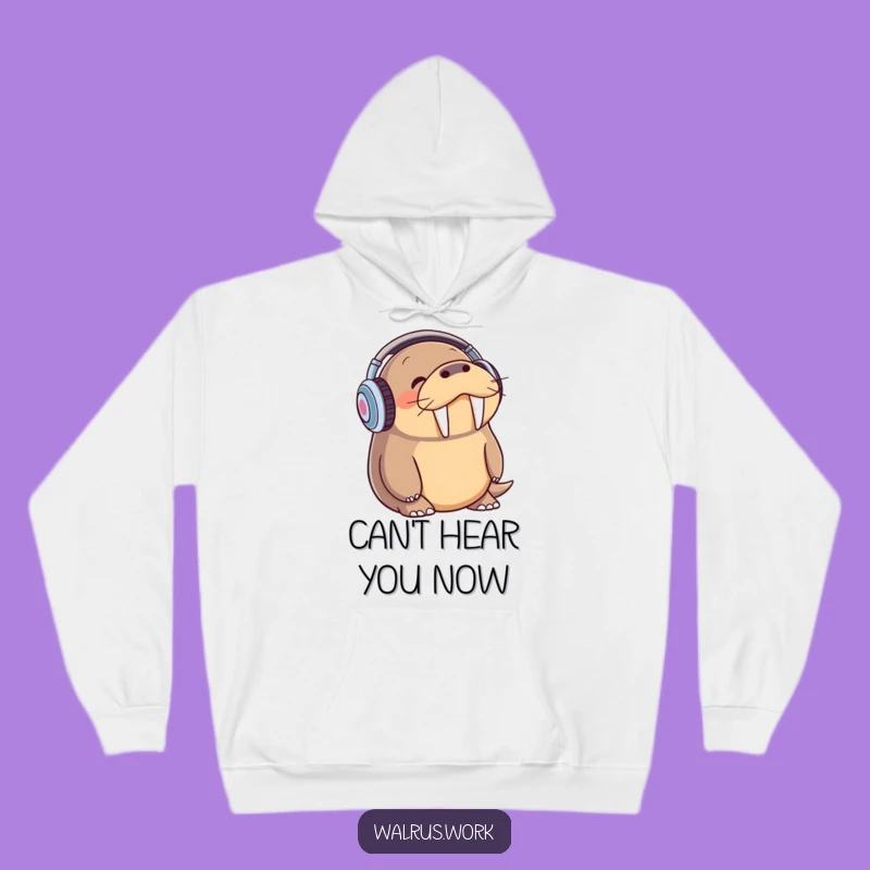 Funny Walrus Hoodie - Cozy Headphone Walrus Sweatshirt, Ultimate Music Fan Gift