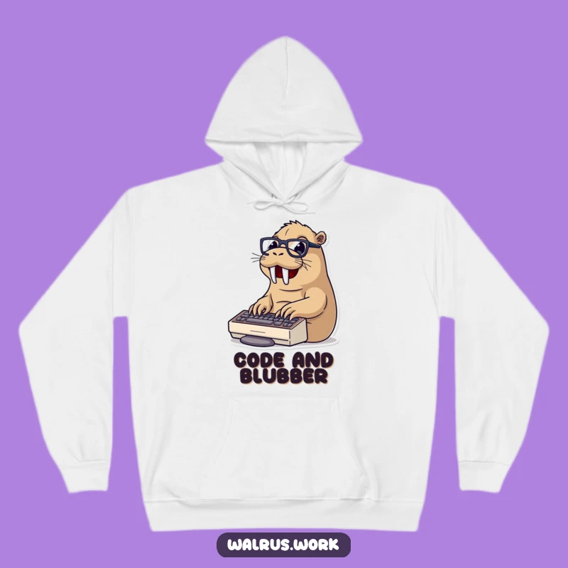 Funny Typing Walrus Hoodie: Cozy Up and Type Away - Hilarious Office Comfort Gift