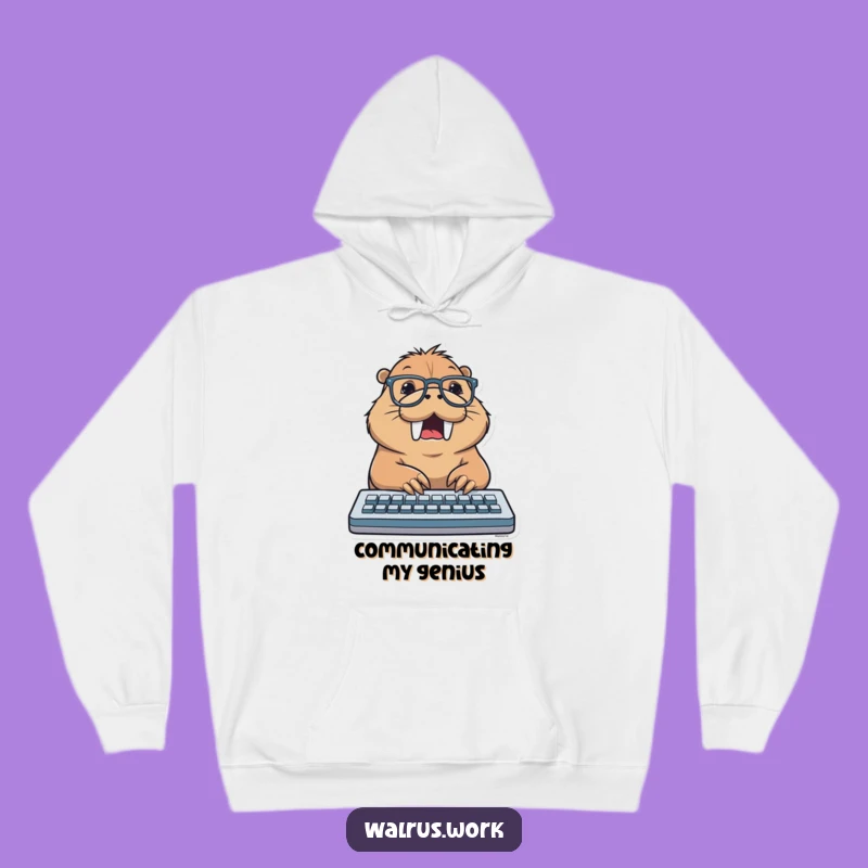 Funny Typing Walrus Hoodie: Cozy Productivity, Ideal Funny Gift