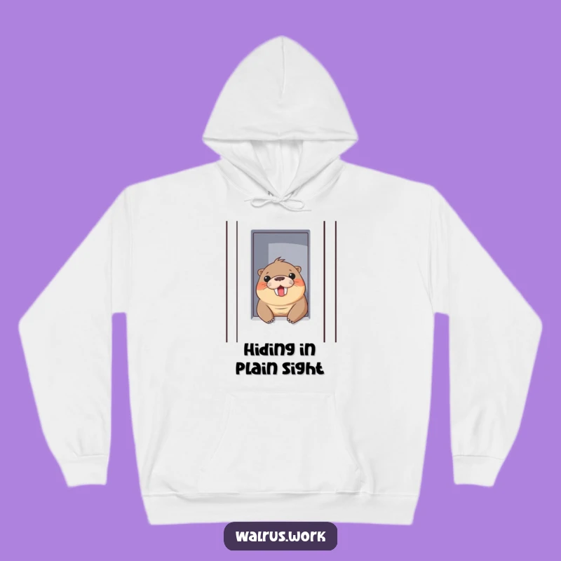 Funny Walrus Cubicle Peek Hoodie: Stay Cozy with Hilarious Office Charms