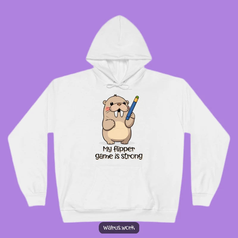 Funny Walrus Hoodie: Playful Pen Batting Comfort