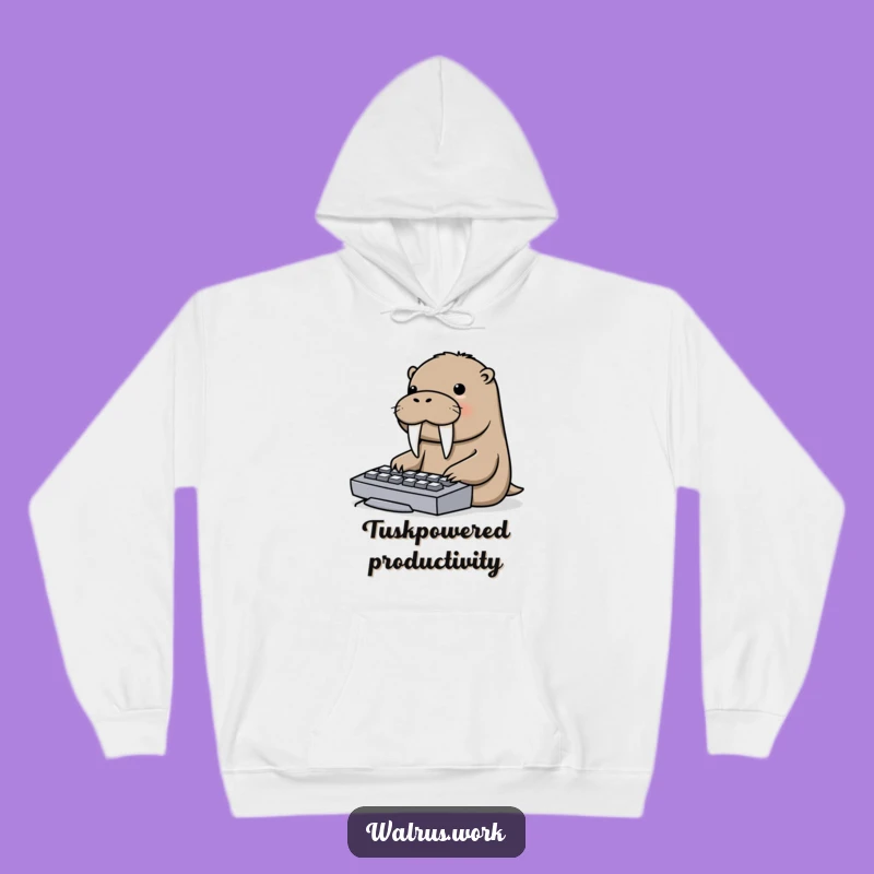 Cozy Funny Walrus Tusk Keyboard Hoodie - Warm Humor for Coders