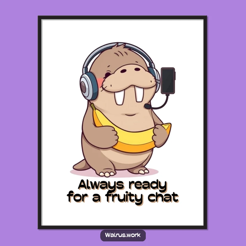 Free Printable Wall Art: Giggling Walrus Banana Phone - Funny Downloadable Decor