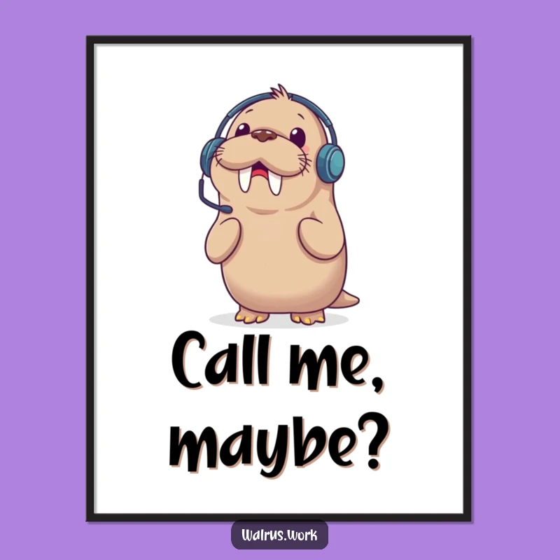 Funny Free Printable Walrus Phone Call Art - Downloadable Humorous Decor