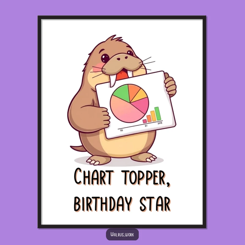 Confident Walrus Pie Chart Free Printable Wall Art - Funny Downloadable Decor