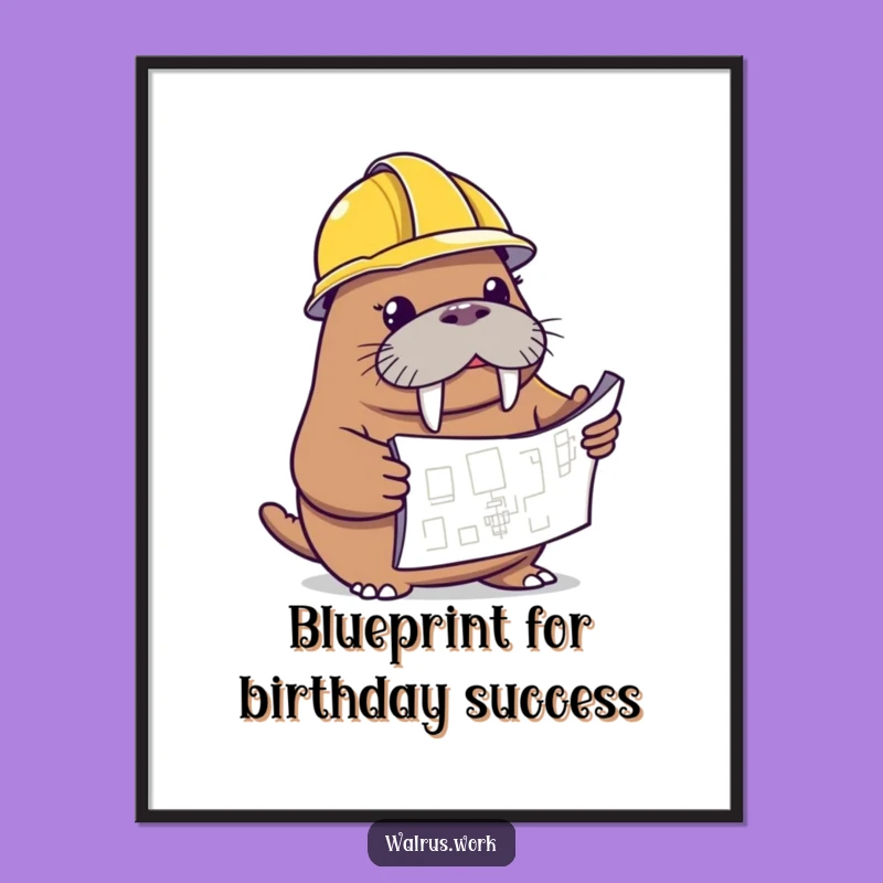 Curious Walrus Hard Hat Free Printable Wall Art - Funny Downloadable Decor