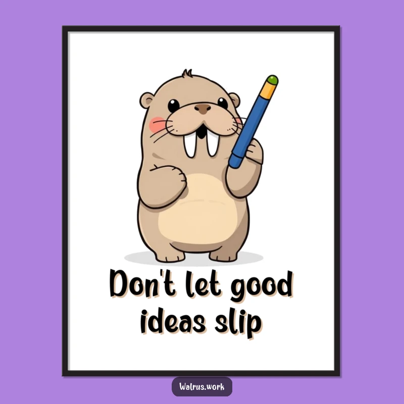 Funny Free Printable Wall Art: Walrus Pen Fascination Art - Downloadable Decor