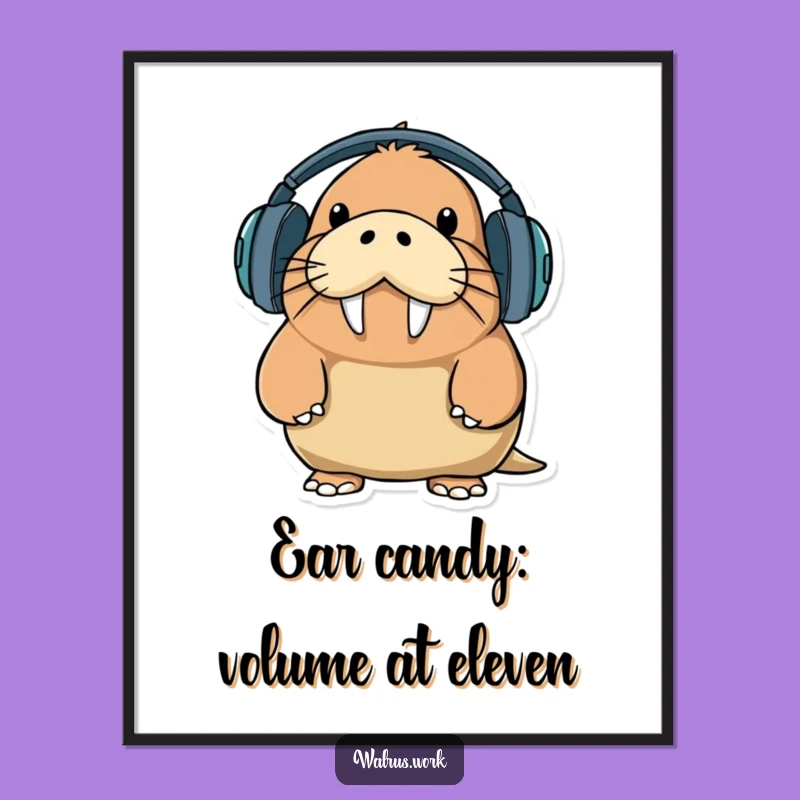 Free Printable Wall Art: Walrus's Giant Headphones - Humorous Downloadable Decor
