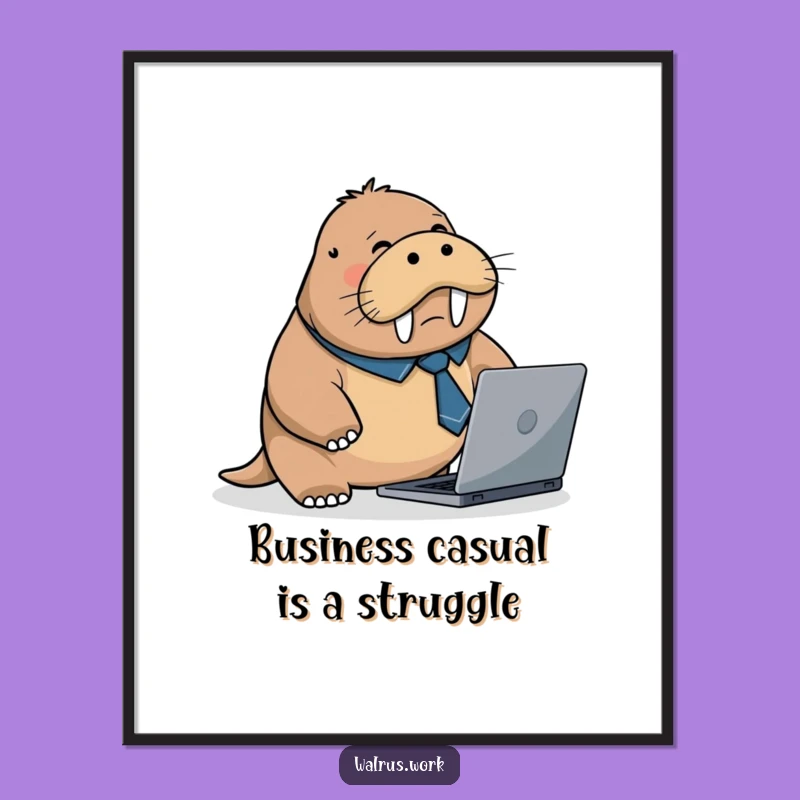 Free Printable Wall Art: Flustered Walrus Office Mishap - Funny Downloadable Decor