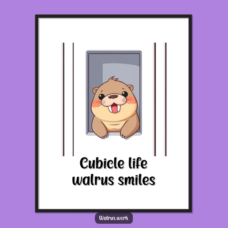 Free Printable Wall Art: Peeking Walrus, Funny Office Decor Downloadable for Cubicles