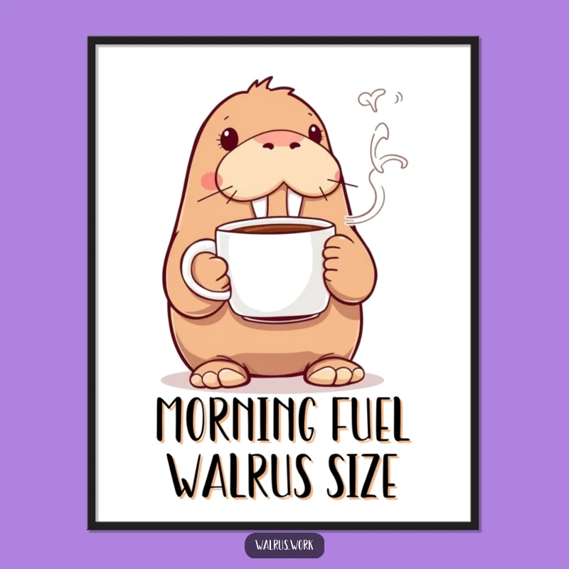 Free Printable Walrus Coffee Wall Art: Funny Downloadable Decor Humorous Gift