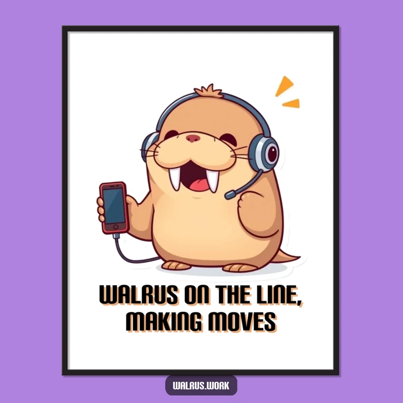 Free Printable Walrus Wall Art: Funny Call Center Humor Downloadable Decor
