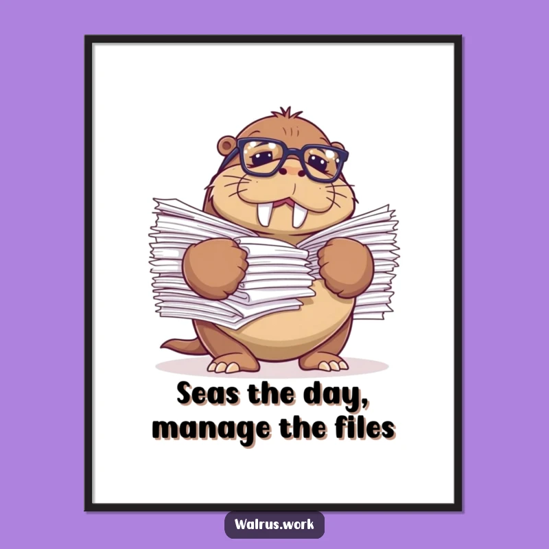 Funny Free Printable Wall Art: Stressed Walrus Downloadable Art for Comical Decor!