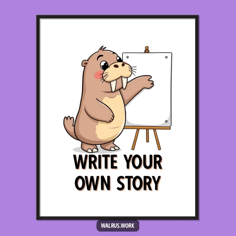 Funny Free Printable Wall Art: Walrus Pointing, Quirky Motivational Decor