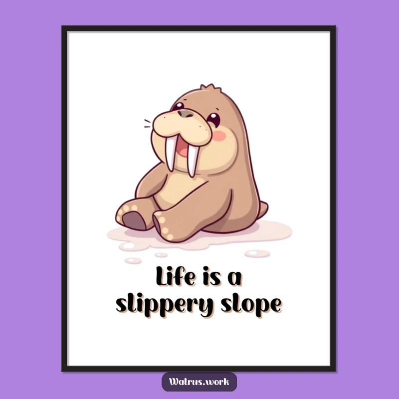 Funny Walrus Sliding Printable Wall Art - Free Downloadable Joy for Your Space