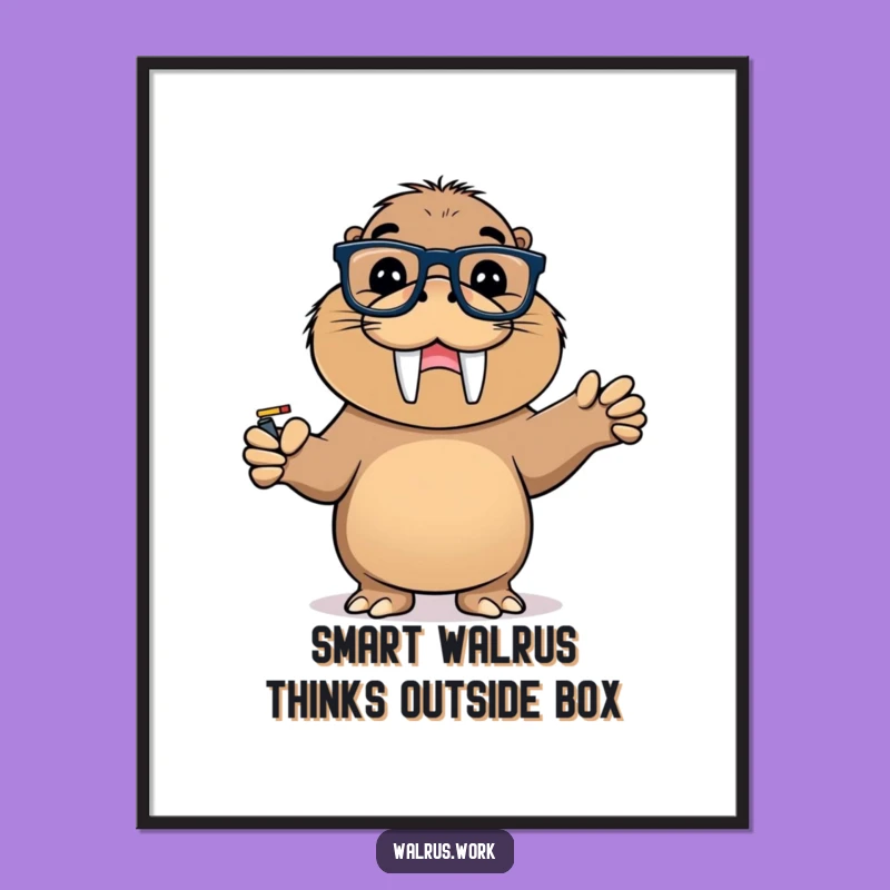 Free Printable Wall Art: Smart Walrus, Funny Brainy Decor Downloadable for Studies