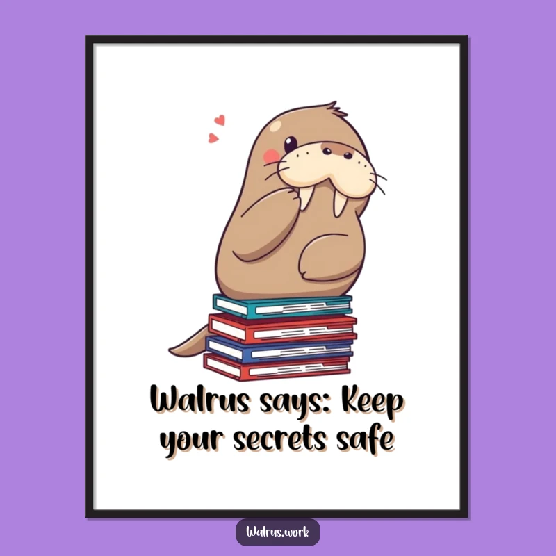 Free Printable Wall Art: Shushing Walrus, Funny Office Decor Downloadable Print