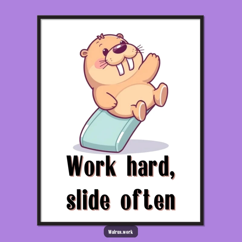 Funny Free Printable Wall Art: Walrus Office Slide Decor Downloadable