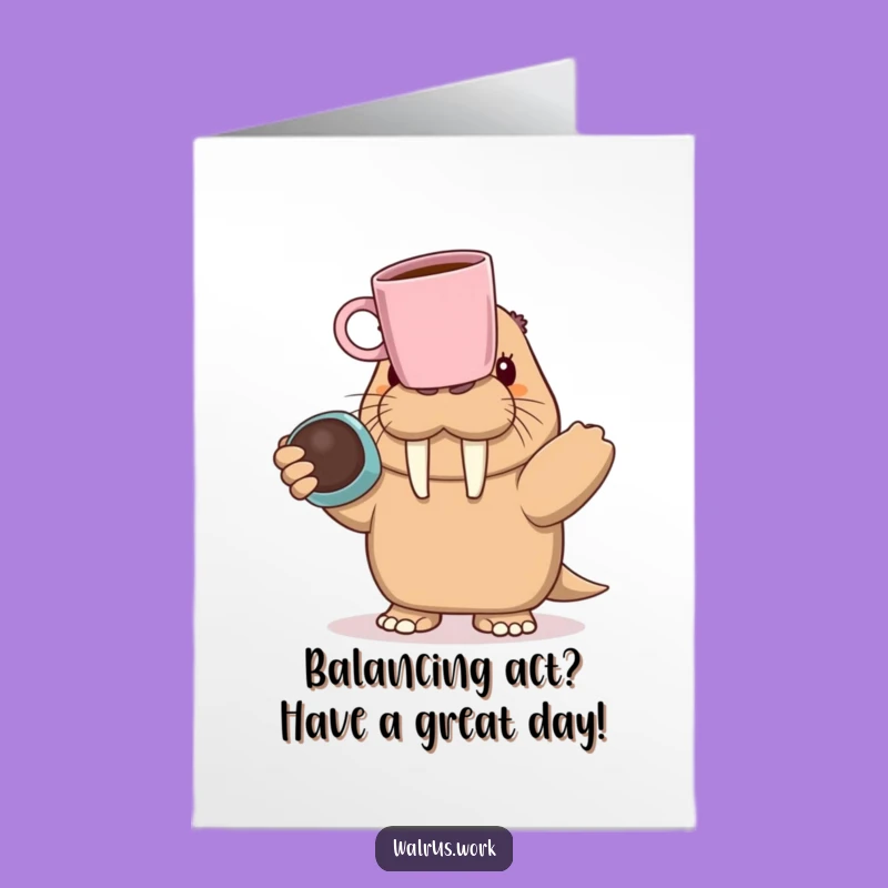 Free Printable Bday Card: Walrus Coffee Balance Fail - Hilarious Download