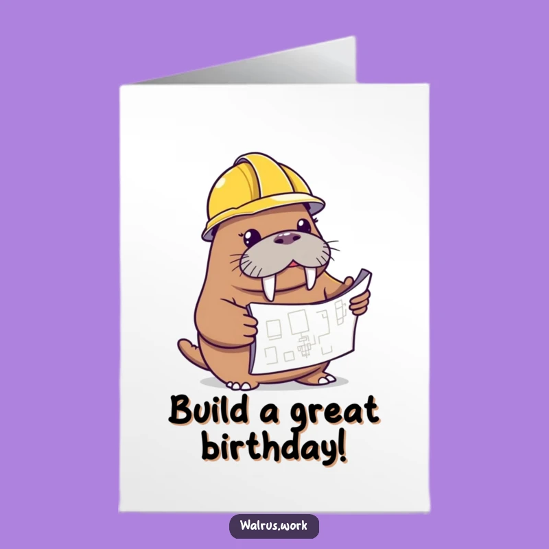 Curious Walrus Hard Hat Free Printable Birthday Card - Funny DIY Gift