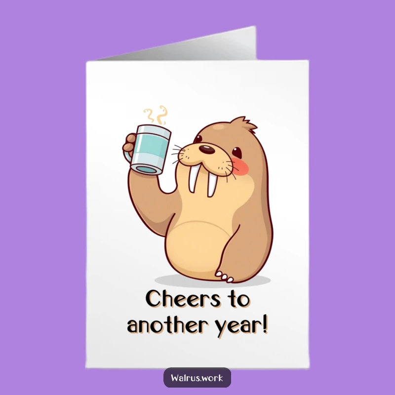 Free Printable Birthday Card: Kawaii Walrus Toast, Funny Downloadable Cheers!