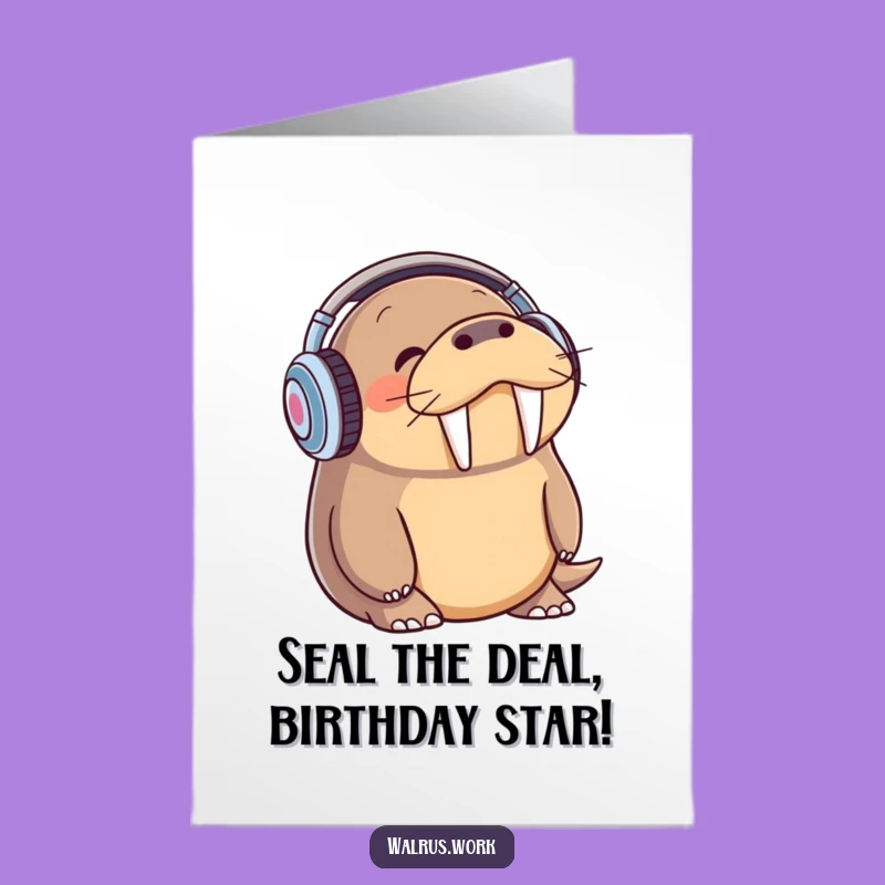 Free Printable Birthday Card: Funny Walrus Jamming Out, A Hilarious Downloadable Gift