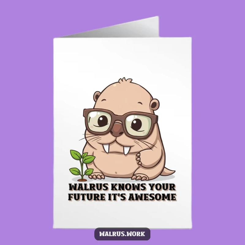 Free Printable Birthday Card: Funny Walrus with Glasses, Perfect Downloadable Gift
