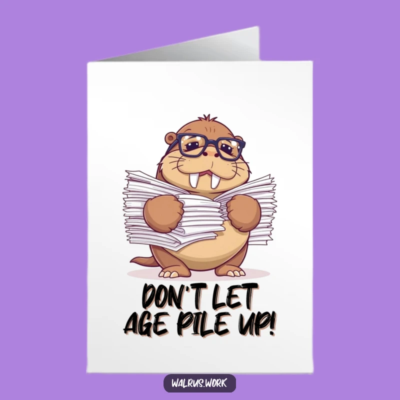 Free Printable Birthday Card: Stressed Walrus Funny Downloadable Gift for Overwhelmed Birthdays!