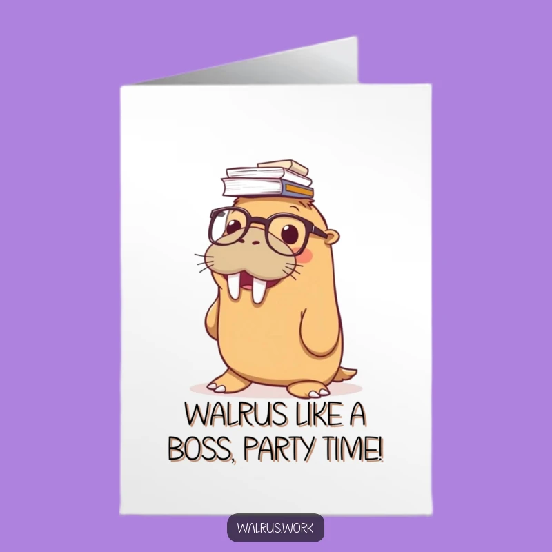 Free Printable Walrus Birthday Card: Funny Office Humor Downloadable Gift for Him