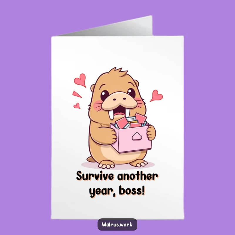 Surprised Walrus Inbox Birthday Card - Free Printable Humor for a Downloadable Gift