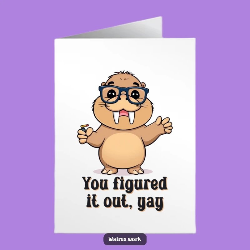 Free Printable Birthday Card: Smart Walrus, Funny Brainy Humor Downloadable Gift