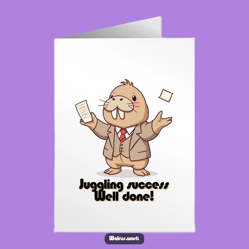 Free Printable Congrats Card: Busy Walrus Juggler - Downloadable & Print at Home