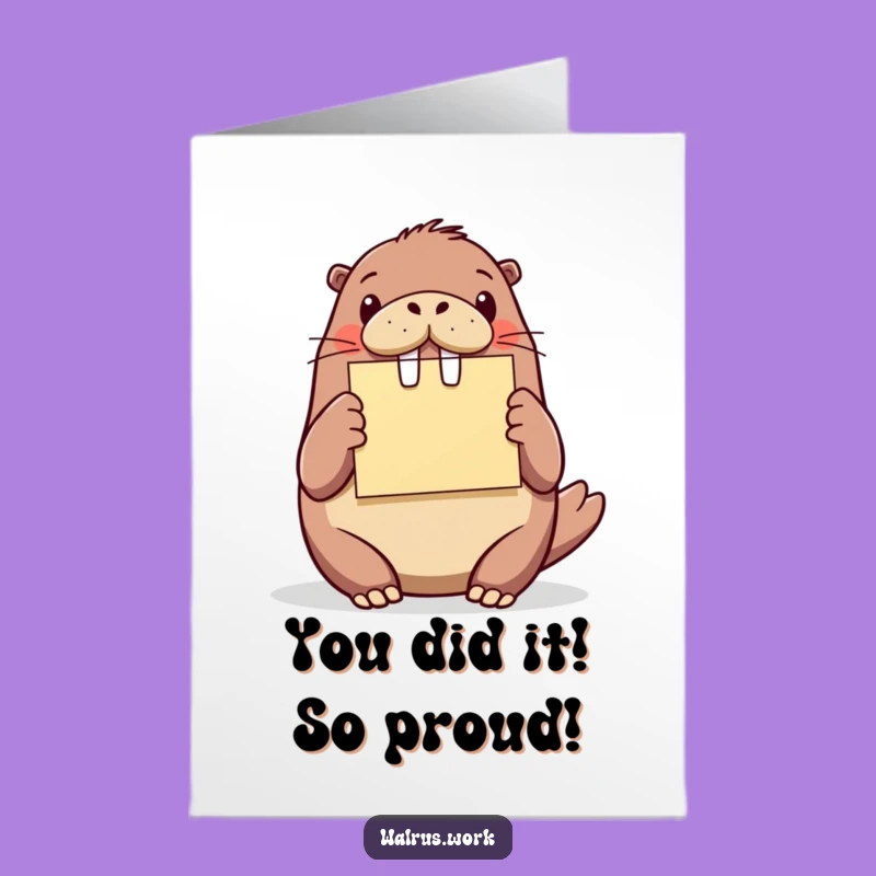 Free Printable Congrats Card: Cheerful Walrus, Hilarious Downloadable Success Gift