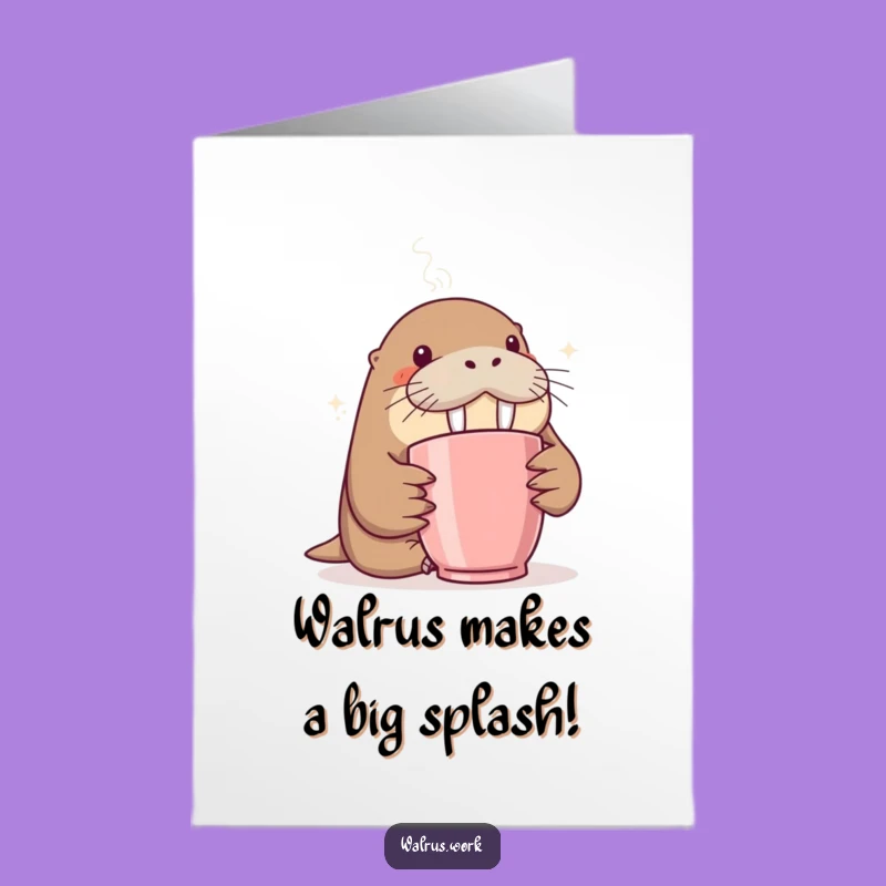 Free Printable Congrats Card: Funny Walrus Coffee Mug Success - Print at Home