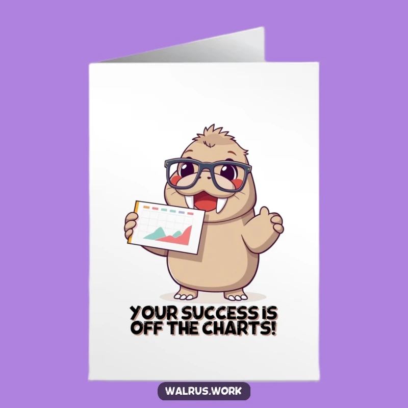 Free Printable Congrats Card: Happy Walrus Chart Success Funny Gift