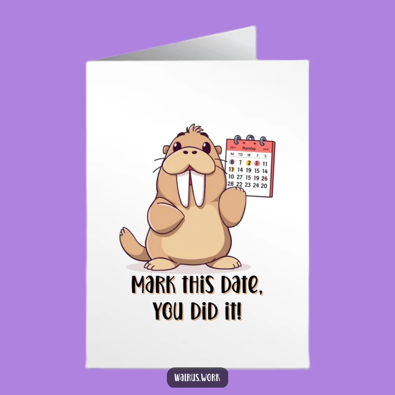 Free Printable Congrats Card: Joyful Walrus Calendar Highlight, Downloadable & Print at Home