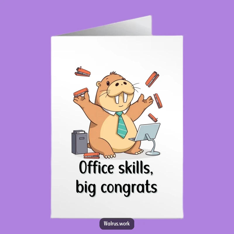 Free Printable Congrats Card: Juggling Walrus, Funny Busy Bee Downloadable Gift