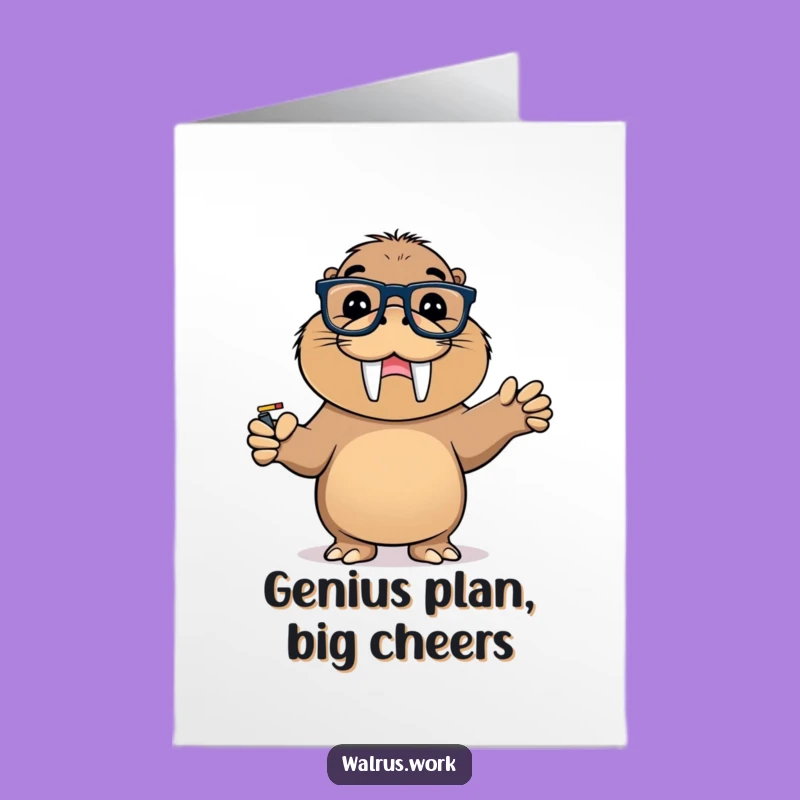Free Printable Congrats Card: Smart Walrus, Funny Achievement Downloadable Gift