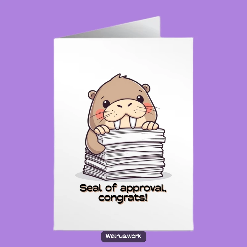 Free Printable Congrats Card: Walrus Office Humor - Funny Downloadable Gift for Colleagues
