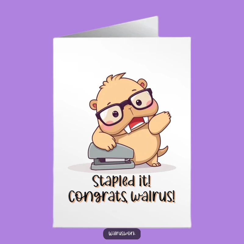 Free Printable Walrus Congrats Card - DIY Office Humor Downloadable Gift