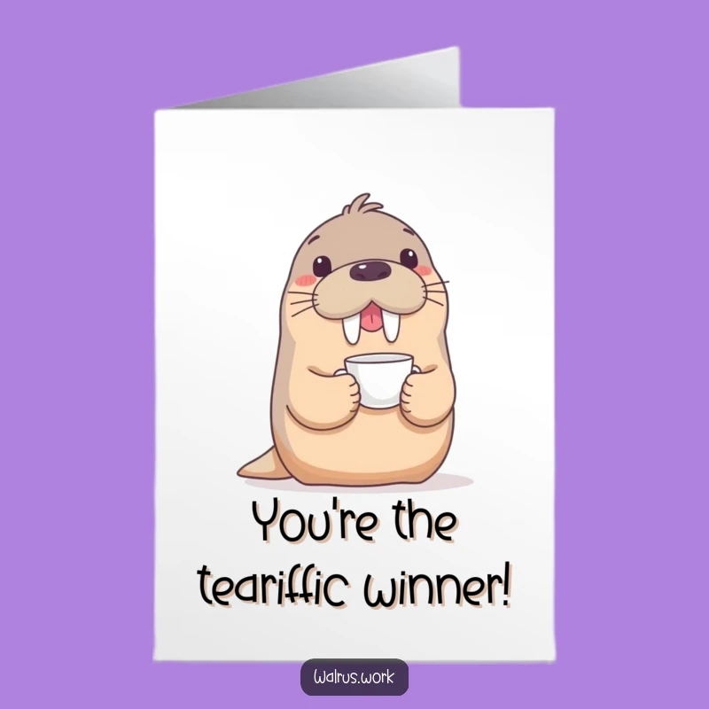 Free Printable Walrus Congrats Card: Funny Delicate Balance Downloadable Gift