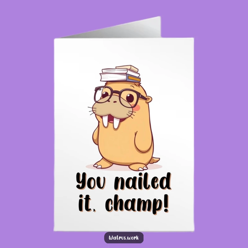 Free Printable Walrus Congratulations Card: Funny Office Success Downloadable Gift