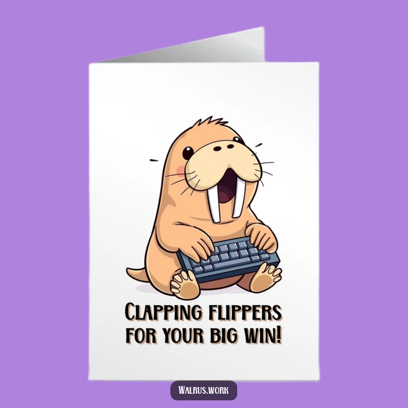 Free Printable Walrus Typing Congratulations Card: Funny Achievement Downloadable Gift