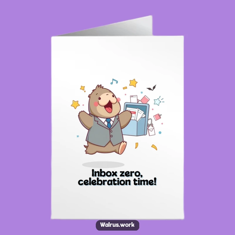 Free Printable Congrats Card: Walrus Office Success Funny Downloadable Gift