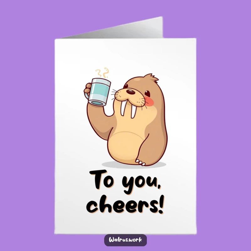 Free Printable Congrats Card: Kawaii Walrus Toast, Funny Downloadable Celebration!
