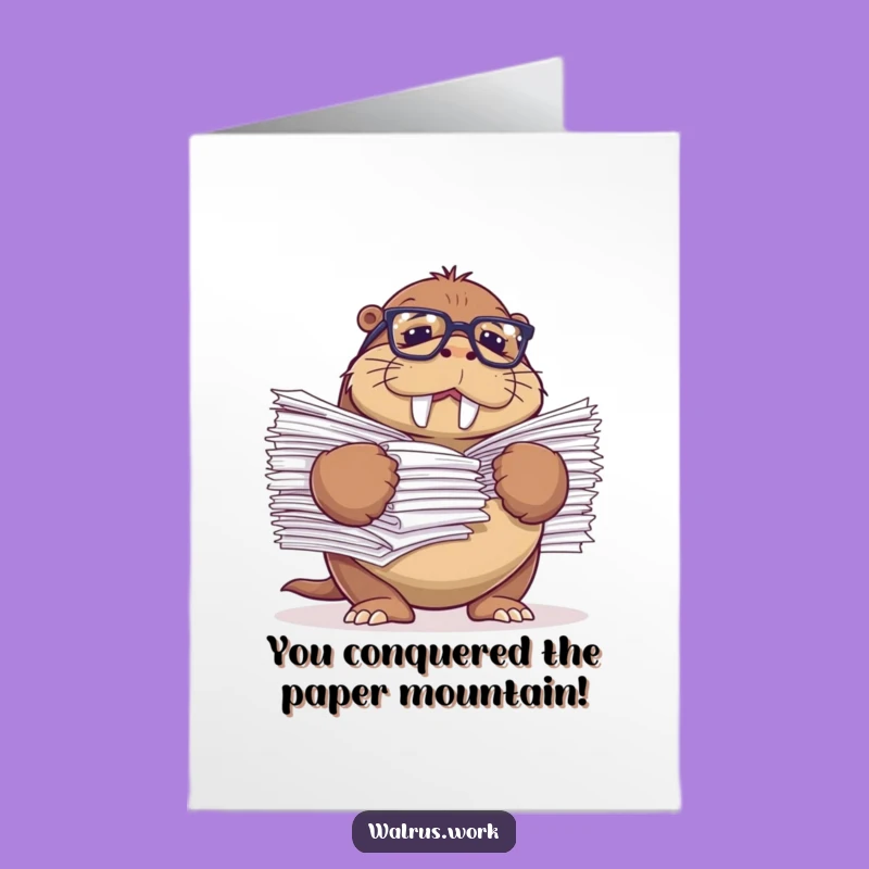 Free Printable Congrats Card: Stressed Walrus Funny Downloadable Gift for Surviving Chaos!